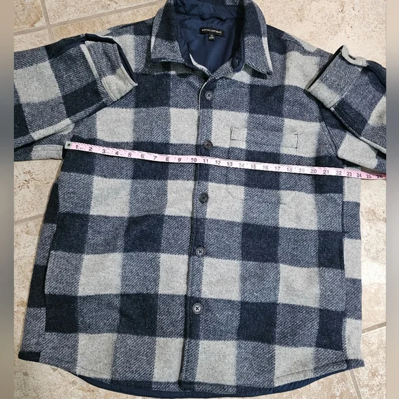 Banana Republic Navy Gray Buffalo Check Shirt Jacket Shacket XL Preppy Classic - Picture 7 of 8